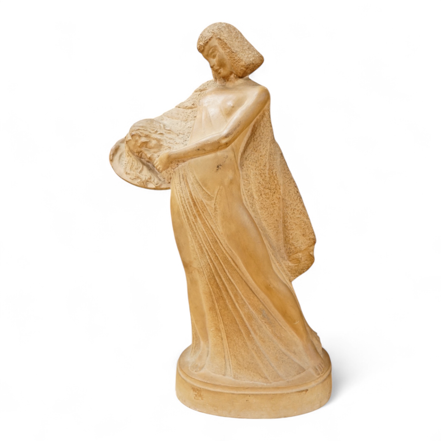 ZFW, a terracotta figure of a classical maiden, signed and dated ‘43, 36cm high
